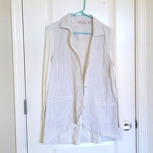 Soft Surroundings 100 % Cotton Women's Pippa Blazer Pinstripe size S